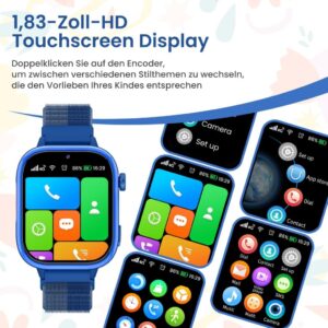 4G Kinder-Smartwatch mit GPS und Telefon - IP67 Wasserdicht, Videoanrufe, Schulmodus, Schrittzähler - Blau