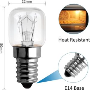 E14 Backofenlampe T22 Dimmbar, 85LM Warmweiß 2300K, 6 Stück