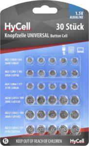 HyCell Alkaline Knopfzellen Set – Energiequelle für Uhren, Spielzeug, Taschenrechner, Fernbedienung