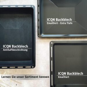 ICQN Backblech 422x370x45 mm - Emailliert, Kratzfest und Rostfrei