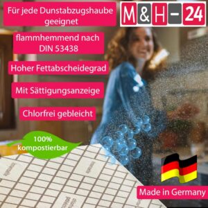 M&H-24 Dunstabzugshaube Flachfilter Universal - Starker Filterleistung und 100% Kompostierbar