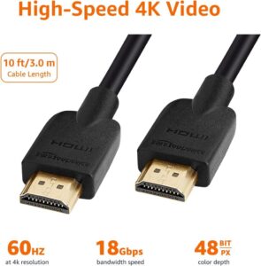 Amazon Basics 4K-HDMI-Kabel, 3 m, Highspeed mit Ethernet für optimale Konnektivität