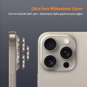 Buff Titanium Kamera Objektivschutz für iPhone 15 Pro Max / 15 Pro: Schützen Sie Ihre Kamera mit Stil