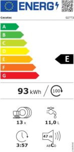 Cecotec Bolero Aguazero 6100 Inox E Standgeschirrspüler - Große Kapazität, 6 Programme und Dry+ Funktion