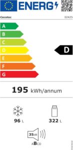 Cecotec Frigorífico Combi 2 Puertas Bolero CoolMarket Combi 322 Dark D - Der energieeffiziente Kühlschrank mit innovativen Features