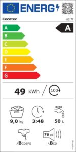 Cecotec Waschmaschine 9 kg Frontlader Bolero Dresscode 9410 Inverter Steel A - Effizienz und Leistung in einem