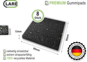 CLARE Premium Schwingungsdämpfer Antirutsch Pads 90x90mm für Waschmaschine und Trockner | 8 Stück 15mm