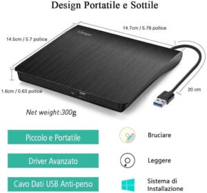 Cocopa Externes DVD/CD-Laufwerk USB 3.0 - Ultra Slim und Portabel