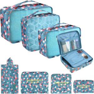 Coolzon Packing Cubes Koffer Organizer, 8 Stück Kofferorganizer Packtaschen Packwürfel mit Schuhbeutel Wäschebeutel Reiseorganizer Kleidertaschen für Rucksack (Einhorn)