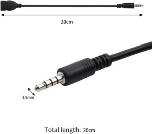 Coomoors 3.5mm Männlicher AUX Audio Stecker Autoradio Musical USB A auf Adapter Weiblicher Auto Konverter Adapter Kabel Schnur Steckverbinder für Car Stereos, Auto-GPS, CD, DVD-Audio - Schwarz