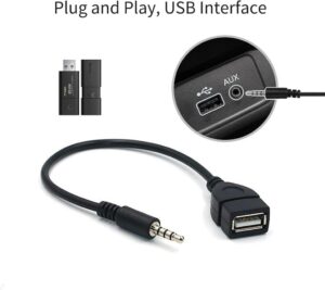 Coomoors 3.5mm Männlicher AUX Audio Stecker Autoradio Musical USB A auf Adapter Weiblicher Auto Konverter Adapter Kabel Schnur Steckverbinder für Car Stereos, Auto-GPS, CD, DVD-Audio - Schwarz