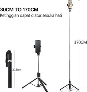 Coverzone 170cm K9 Handy Stativ und Selfie Stick mit Bluetooth-Fernbedienung