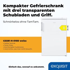 Exquisit Gefrierschrank GS581-H-010D weiss - kompaktes Design mit 85 Liter Nutzinhalt