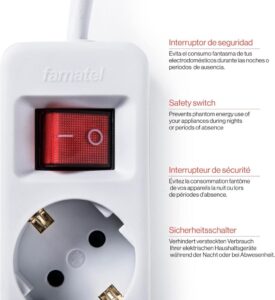 FAMATEL Ecosockets 3 Steckdosen Leiste mit Ein-Ausschalter und Kindersicherung