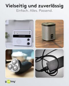 Goobay 73018 SONOS Euro Netzkabel 2 polig / C7 Buchse Typ C Eurostecker 90° Winkelstecker 230V für SONOS Play 1 & 5 Lautsprecher Schwarz 1,5m