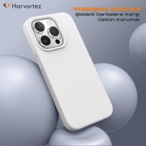 HARVORTEZ iPhone 14 Pro Hülle - Premium Liquid Silicone Cover in natürlichem Titan