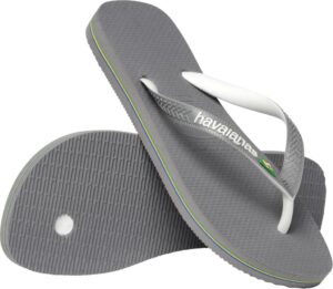 Havaianas Unisex Brasil Mix Zehentrenner in Steel Grey White White - 43/44 EU