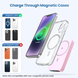 HETP Magnetische Powerbank 10800mAh für iPhone mit Schnellladung und LED-Display - Rosa