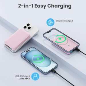 HETP Magnetische Powerbank 10800mAh für iPhone mit Schnellladung und LED-Display - Rosa