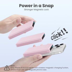 HETP Magnetische Powerbank 10800mAh für iPhone mit Schnellladung und LED-Display - Rosa