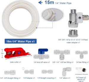 ilauke Wasserzulaufleitung Universal Anschluss-Set mit 15m Schlauch und 11 Stück RO Water Filter Fitting