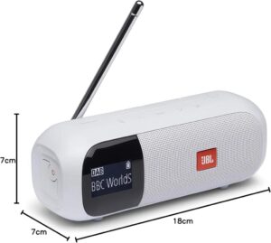 JBL Tuner 2 Radiorekorder in Weiß – Tragbarer Bluetooth Lautsprecher mit MP3, DAB+ und UKW Radio