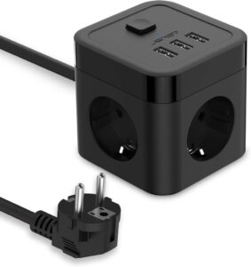 JSVER Steckdosenleiste Würfel USB Mehrfachsteckdose Cube 3 Fach mit 3 USB - Perfekt für Büro und Zuhause