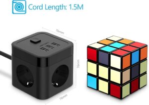 JSVER Steckdosenleiste Würfel USB Mehrfachsteckdose Cube 3 Fach mit 3 USB - Perfekt für Büro und Zuhause