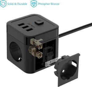 JSVER Steckdosenleiste Würfel USB Mehrfachsteckdose Cube 3 Fach mit 3 USB - Perfekt für Büro und Zuhause