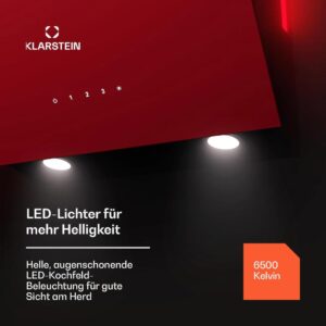 Klarstein Alina 60 Dunstabzugshaube mit LED Beleuchtung und Energieeffizienzklasse A - Rot