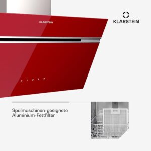 Klarstein Alina 60 Dunstabzugshaube mit LED Beleuchtung und Energieeffizienzklasse A - Rot