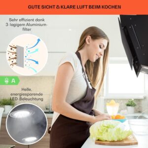 Klarstein Dunstabzugshaube 90cm - Moderne Küchenhelferin mit WiFi und RGB-LEDs