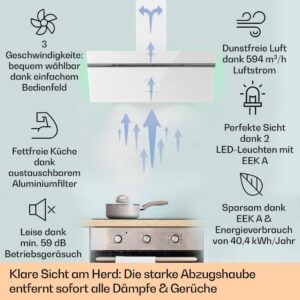 Klarstein Dunstabzugshaube 90cm - Leistungsstarke Abluft/Umluft-Dunstabzugshaube mit RGB-LEDs