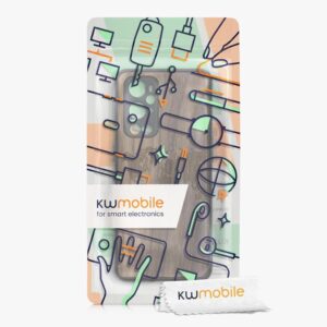 kwmobile Hülle für OnePlus 9 Pro - Robustes Holz Case in Dunkelbraun mit Travel Umriss Design