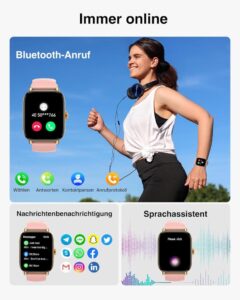 LLKBOHA Smartwatch für Damen mit Telefonfunktion, 1,85 Zoll Touchscreen und 111+ Sportmodi