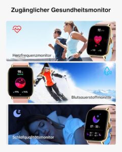 LLKBOHA Smartwatch für Damen mit Telefonfunktion, 1,85 Zoll Touchscreen und 111+ Sportmodi