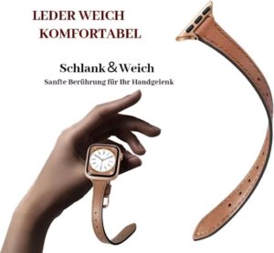 Luxury Slim Leder Armband für Apple Watch - Elegant, Leicht und Komfortabel