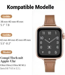 Luxury Slim Leder Armband für Apple Watch - Elegant, Leicht und Komfortabel