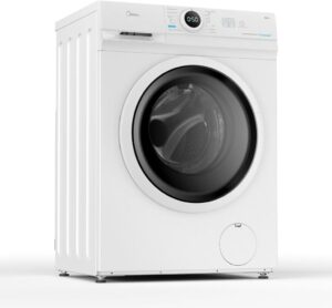 Midea MF10EW70B Waschmaschine - 7kg, 1400 U/Min, EEK A, Inverter Quattro Motor, Dampffunktion, Große Trommel, Nachlegefunktion, Kindersicherung, AquaStop in Weiß