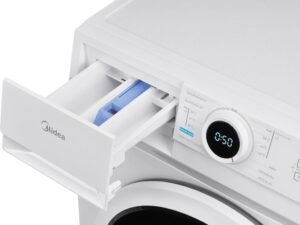 Midea MF10EW70B Waschmaschine - 7kg, 1400 U/Min, EEK A, Inverter Quattro Motor, Dampffunktion, Große Trommel, Nachlegefunktion, Kindersicherung, AquaStop in Weiß