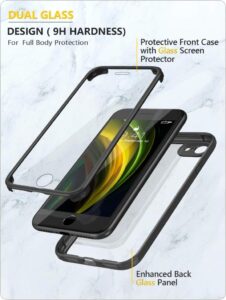 Miracase 360 Grad Hülle für iPhone SE 2022/2020 und iPhone 8 - Ganzkörper Schutzhülle mit eingebauter Glas Displayschutzfolie