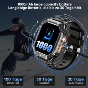 OUKITEL BT80 Herren Smartwatch mit 1000mAh Akku und 100+ Sportmodi