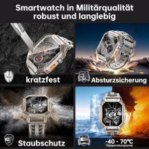 OUKITEL BT80 Herren Smartwatch mit 1000mAh Akku und 100+ Sportmodi