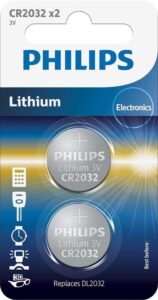 PHILIPS CR2032P2/01B - Hochleistungs-Lithium Batterien Knopfzelle, 2 Stück, 3 V