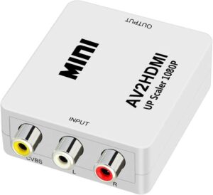 QGECEN Mini RCA Composite AV zu HDMI Video Audio Konverter Adapter Box - Weiß