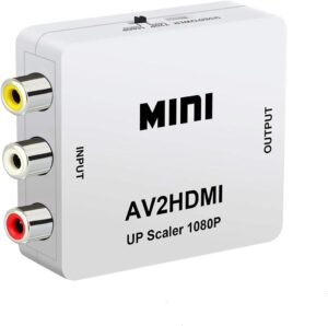 QGECEN Mini RCA Composite AV zu HDMI Video Audio Konverter Adapter Box - Weiß