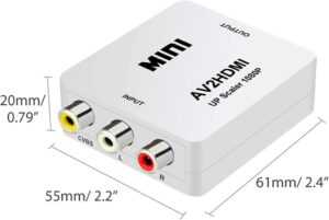 QGECEN Mini RCA Composite AV zu HDMI Video Audio Konverter Adapter Box - Weiß