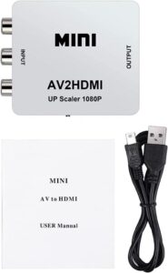 QGECEN Mini RCA Composite AV zu HDMI Video Audio Konverter Adapter Box - Weiß