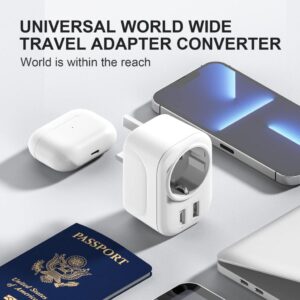 Reisestecker Adapter England Deutschland Stecker - Reiseadapter Typ G Steckdose UK Auf DE EU mit USB A & C 2.4A Steckdosenadapter