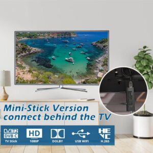 Romicta DVB T2 Receiver - HDMI TV Stick HD 1080P H265 HEVC Main 10 Bit mit 2in1 Universal-Fernbedienung